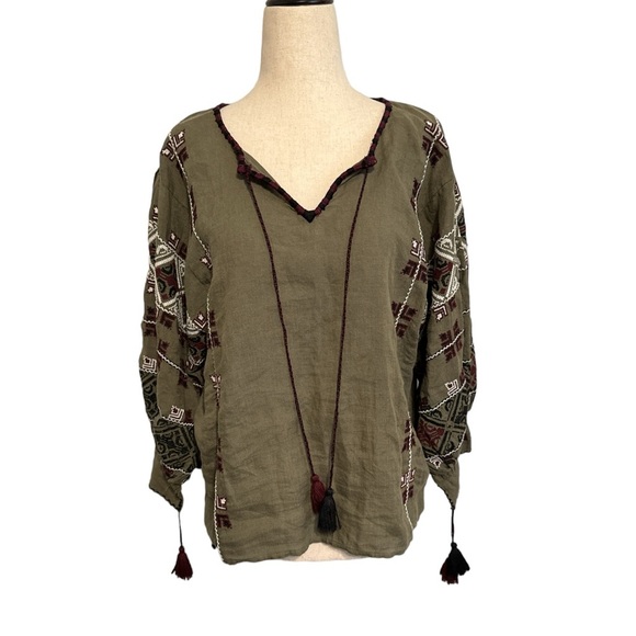 Nili Lotan Green Cleo Embroidered Blouse - Picture 2 of 8